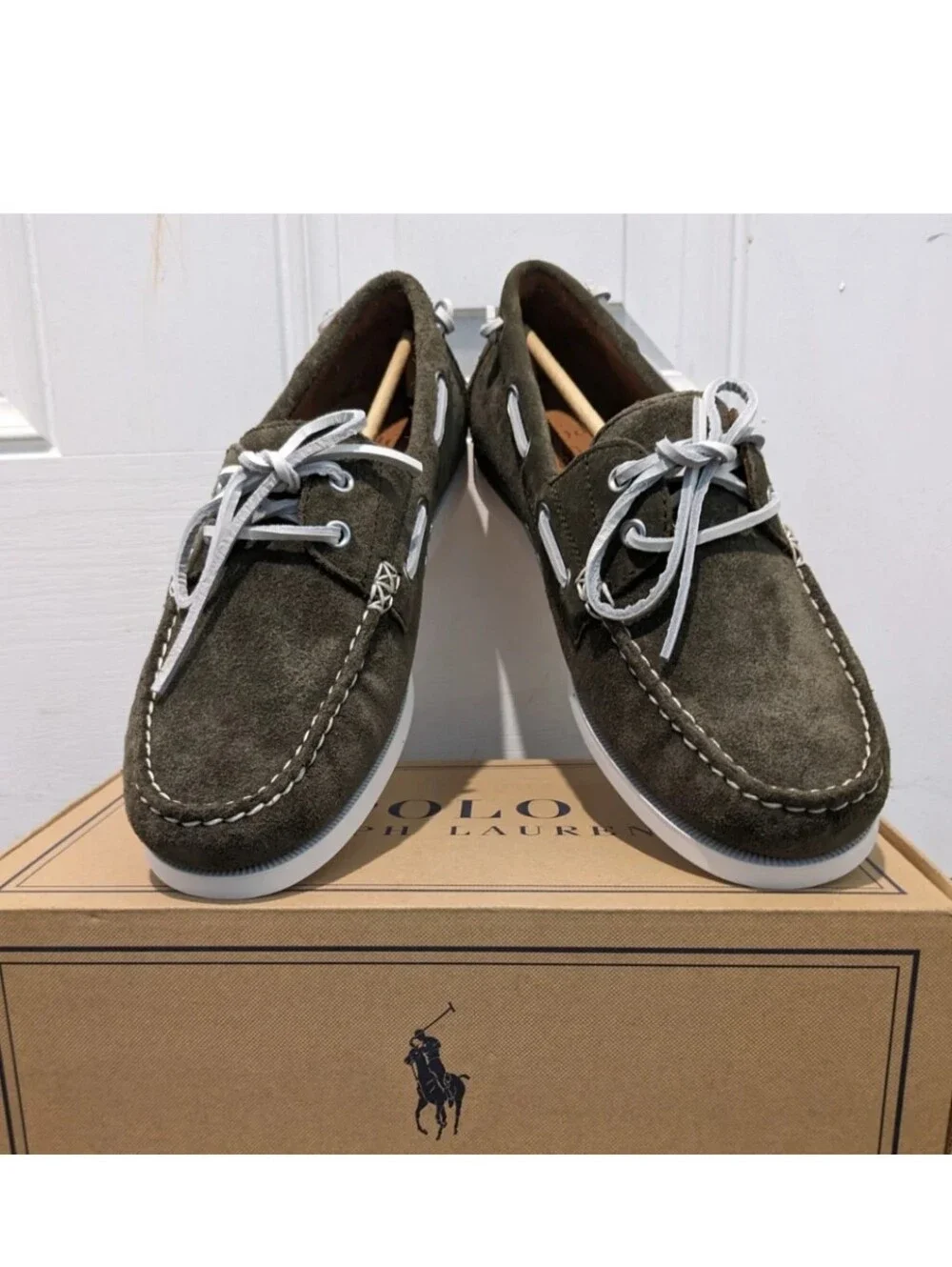 Polo Ralph Lauren Merton Suede Boat Shoe , Green, Men's Size 10 New With Box